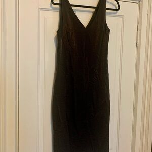 Banana Republic Elegant Black Shimmer V-Neck Midi Dress